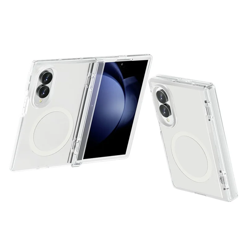 For Samsung Galaxy Z Fold8 Magnetic Case Clear PC + TPU Hinged Shockproof Phone Cover - Transparent White