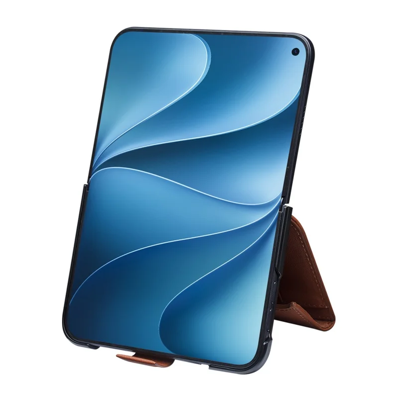 QIALINO Custodia per iPhone Fold in Vera Pelle di Mucca + PC, Protezione Integrale - Marrone Dorato