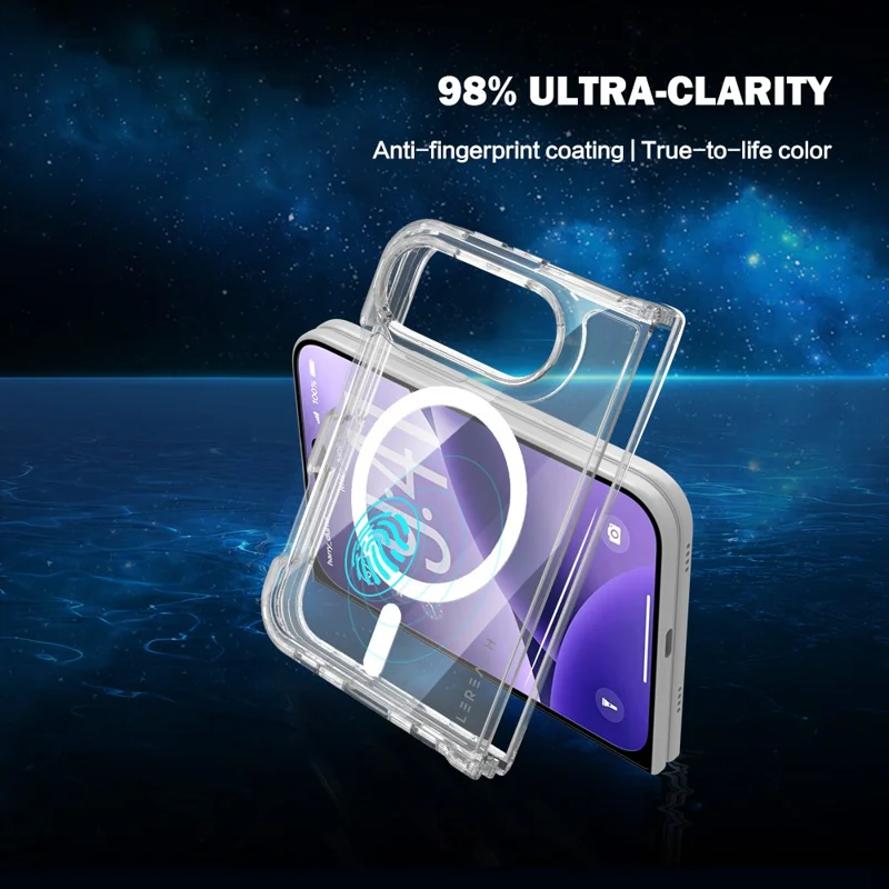 LEREACH TOC Series for iPhone Duo Magnetic Case TPU + Acrylic Phone Cover - Transparent