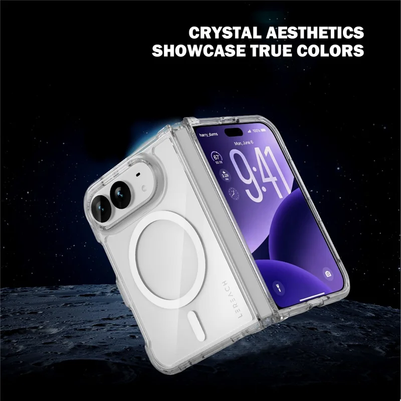 LEREACH TOC Series for iPhone Duo Magnetic Case TPU + Acrylic Phone Cover - Transparent