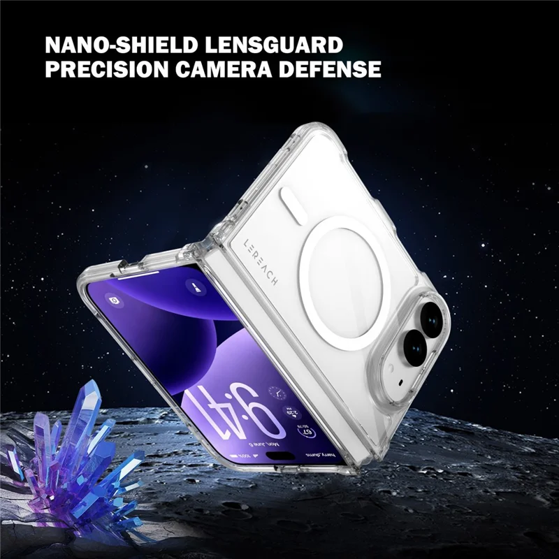 LEREACH TOC Series for iPhone Duo Magnetic Case TPU + Acrylic Phone Cover - Transparent