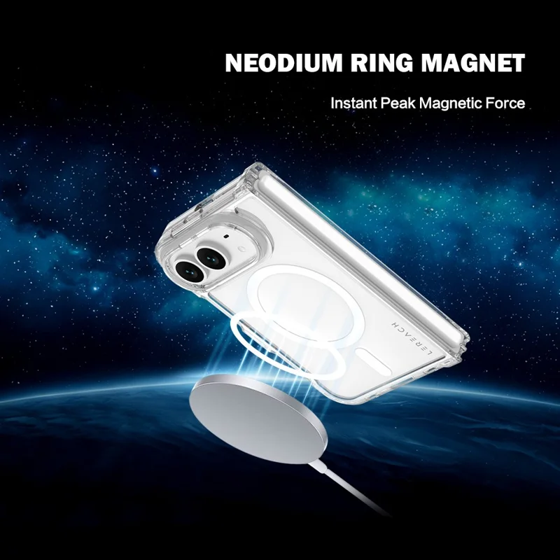 LEREACH TOC Series for iPhone Duo Magnetic Case TPU + Acrylic Phone Cover - Transparent