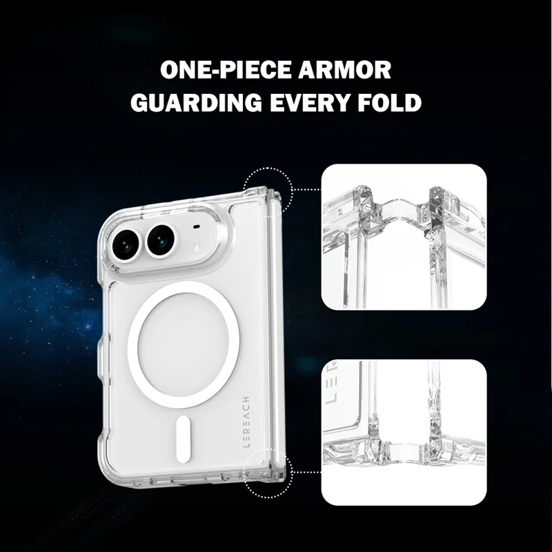 LEREACH TOC Series for iPhone Duo Magnetic Case TPU + Acrylic Phone Cover - Transparent