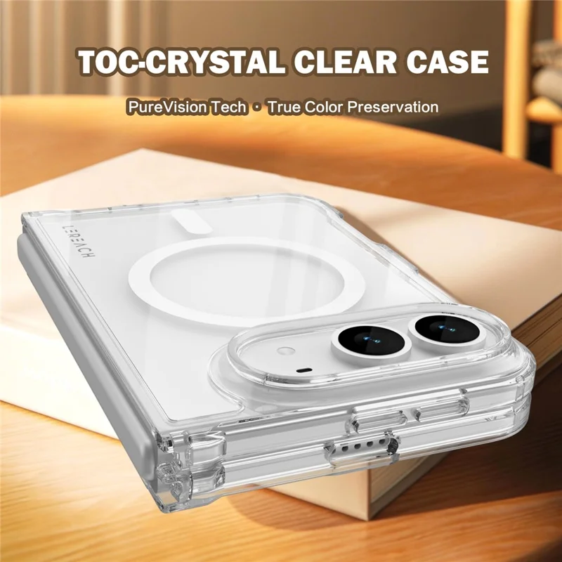 LEREACH TOC Series for iPhone Duo Magnetic Case TPU + Acrylic Phone Cover - Transparent