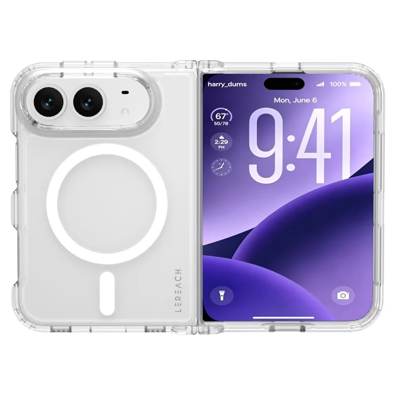 LEREACH TOC Series for iPhone Duo Magnetic Case TPU + Acrylic Phone Cover - Transparent