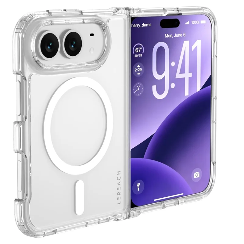 LEREACH TOC Series for iPhone Duo Magnetic Case TPU + Acrylic Phone Cover - Transparent