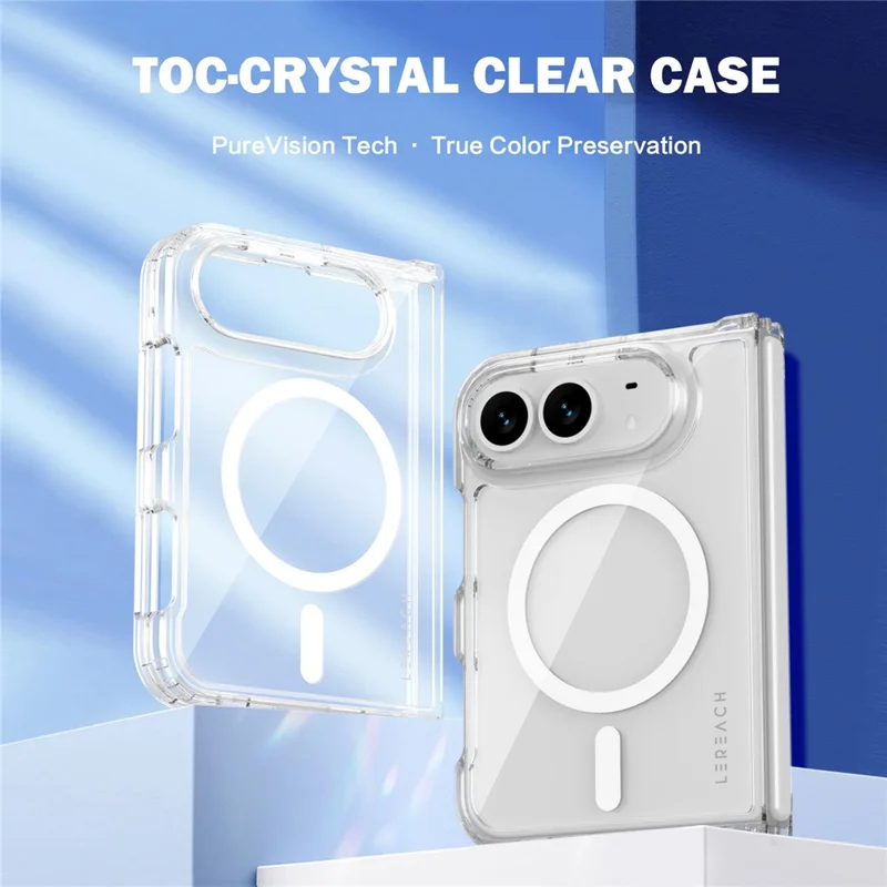 LEREACH TOC Series for iPhone Duo Magnetic Case TPU + Acrylic Phone Cover - Transparent