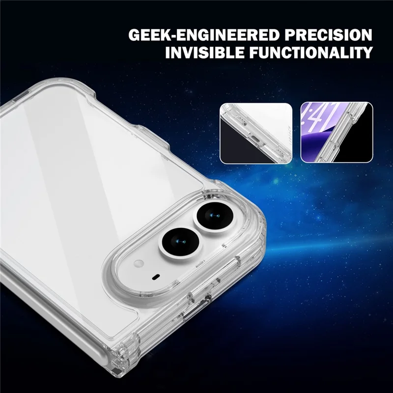 LEREACH seria TOC dla iPhone Fold, obudowa TPU + akrylowa osłona na telefon - przezroczysta