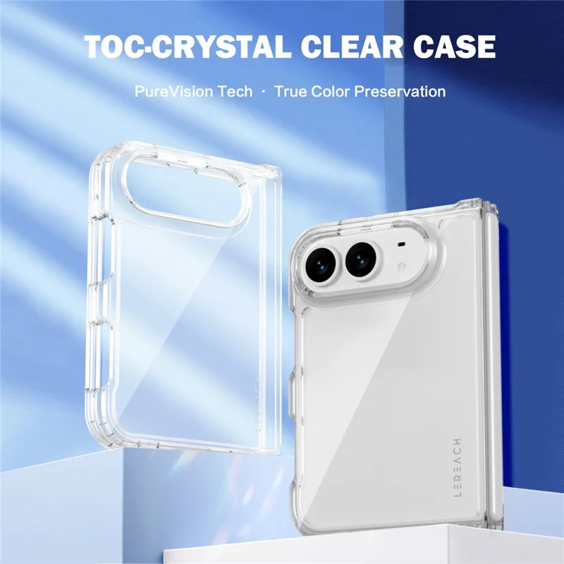 LEREACH seria TOC dla iPhone Fold, obudowa TPU + akrylowa osłona na telefon - przezroczysta