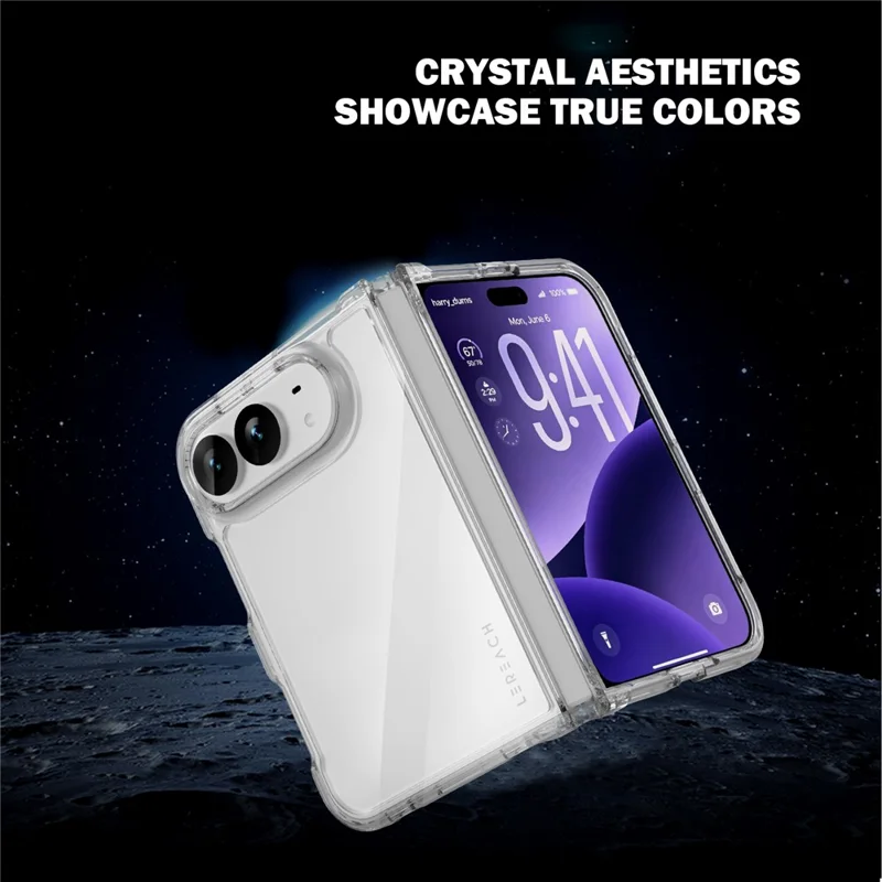 LEREACH seria TOC dla iPhone Fold, obudowa TPU + akrylowa osłona na telefon - przezroczysta