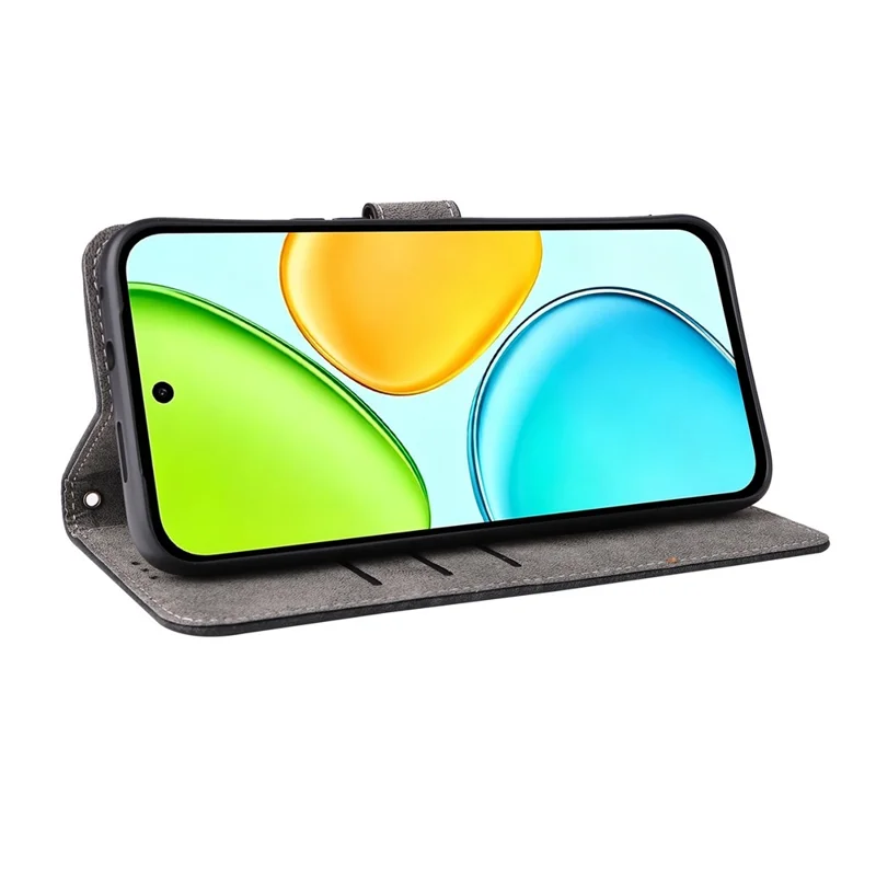 Voor Honor X6e 4G portemonnee-hoesje RFID-blocking PU-leer telefoonhoesje met standaard en riem - Zwart