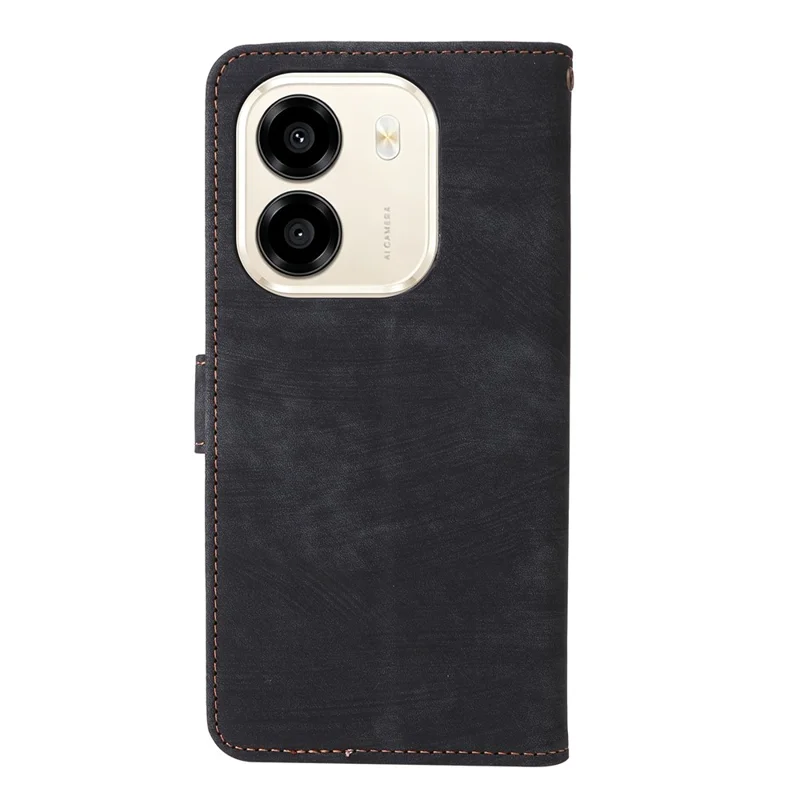 Voor Honor X6e 4G portemonnee-hoesje RFID-blocking PU-leer telefoonhoesje met standaard en riem - Zwart