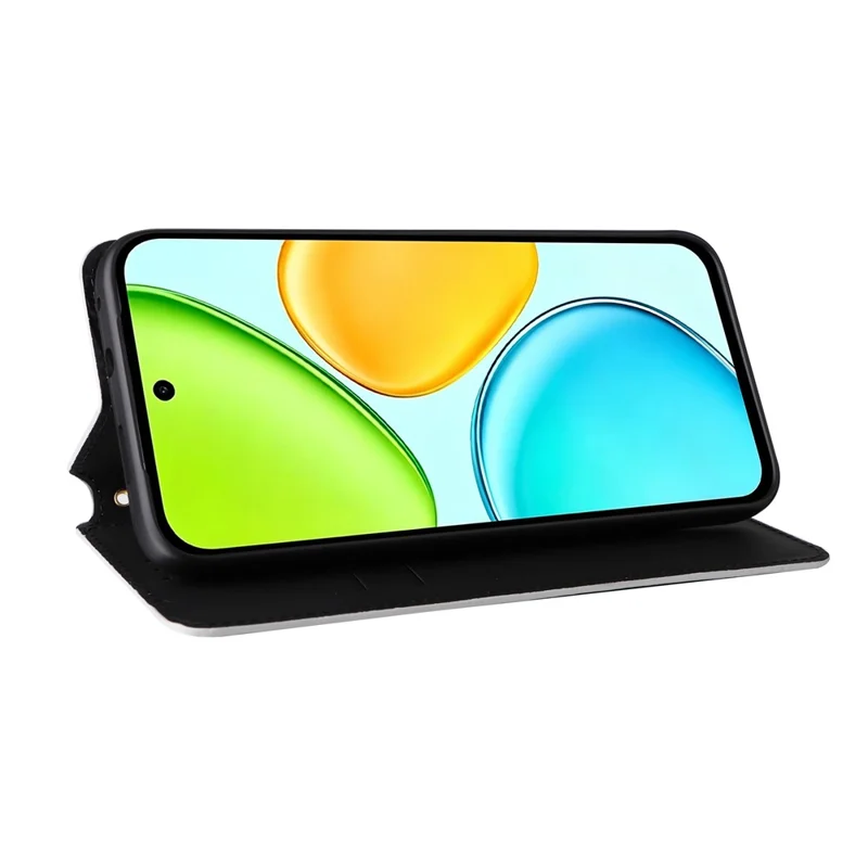 Custodia Portafoglio per Honor X6e 4G, Cover in Pelle PU con Impronta Rombo - Argento