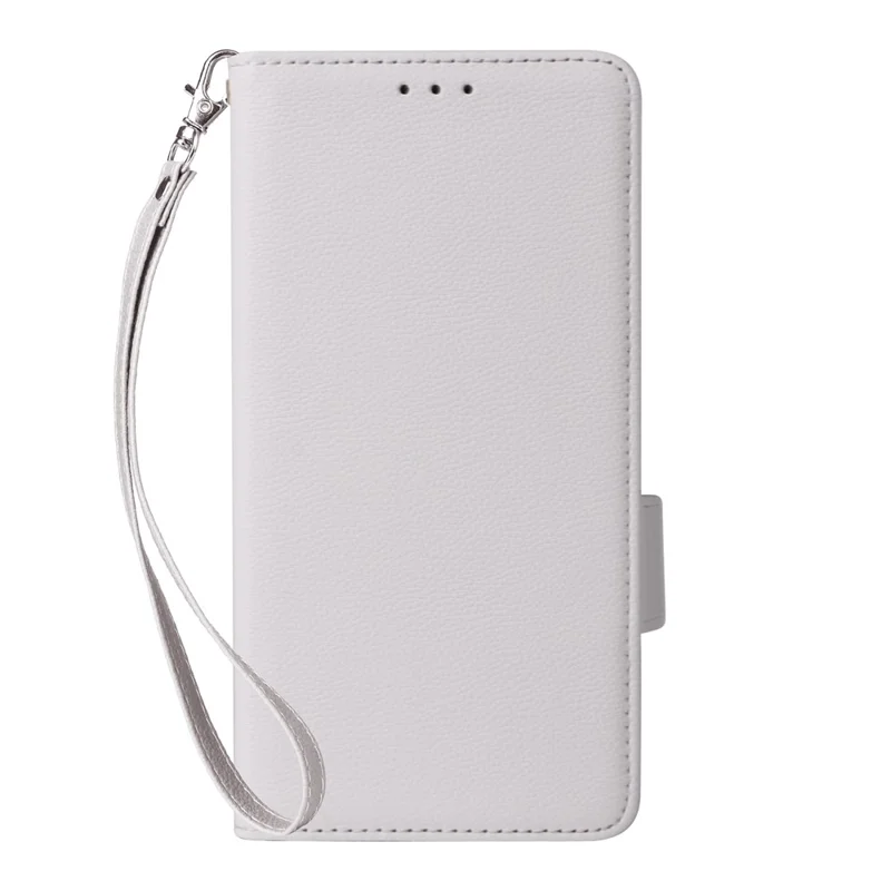 For Sony Xperia 10 VIII Case Litchi Texture Wallet Leather Phone Cover with Wrist Strap - White