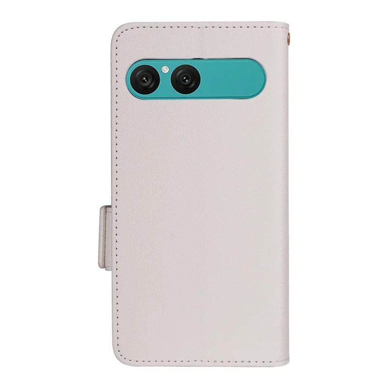 For Sony Xperia 10 VIII Case Litchi Texture Wallet Leather Phone Cover with Wrist Strap - White