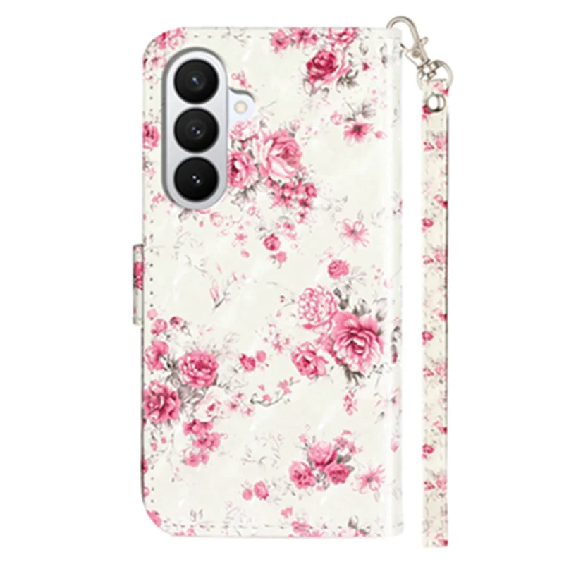 For Samsung Galaxy S27+ Wallet Case 3D Pattern Printed Leather Phone Cover with Strap - Roses - 2