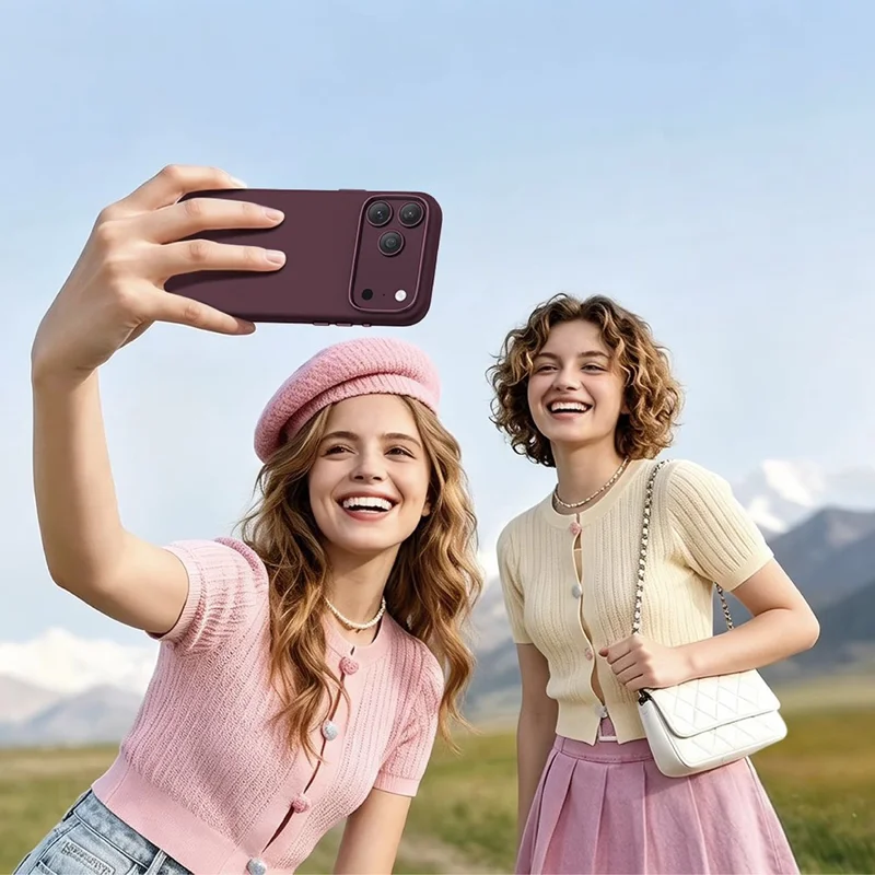 KEEPHONE ROSANA Series For iPhone 18 Pro Max  /  17 Pro Max Magnetic Case Liquid Silicone Shockproof Phone Cover - Burgundy