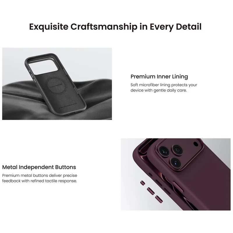 KEEPHONE ROSANA Series For iPhone 18 Pro Max  /  17 Pro Max Magnetic Case Liquid Silicone Shockproof Phone Cover - Burgundy