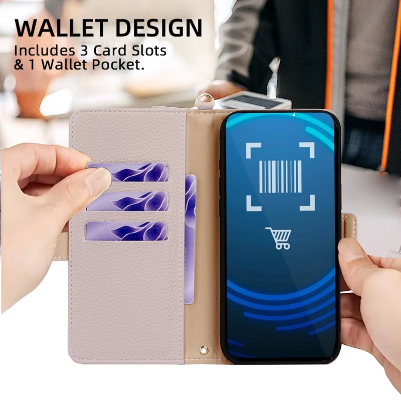 For Samsung Galaxy A07 5G Wallet Case PU Leather Rabbit Imprinted Phone Cover with Detachable Wrist Strap - White