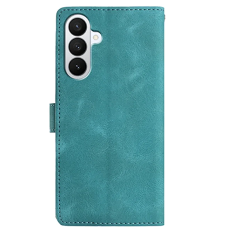For Samsung Galaxy S27 Case Garden Imprinted PU Leather Wallet Phone Cover with Wrist Strap - Green - 2