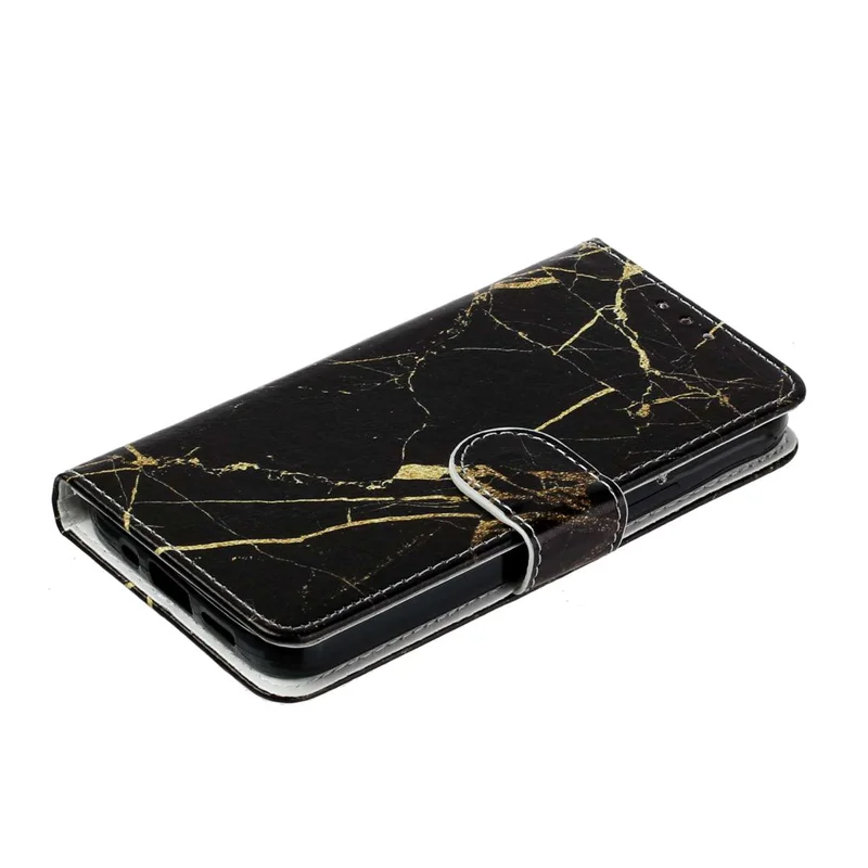 For Samsung Galaxy S27+ Stand Case Marble Painted Folio Flip Leather Wallet Phone Cover - Black Gold Marble - 4