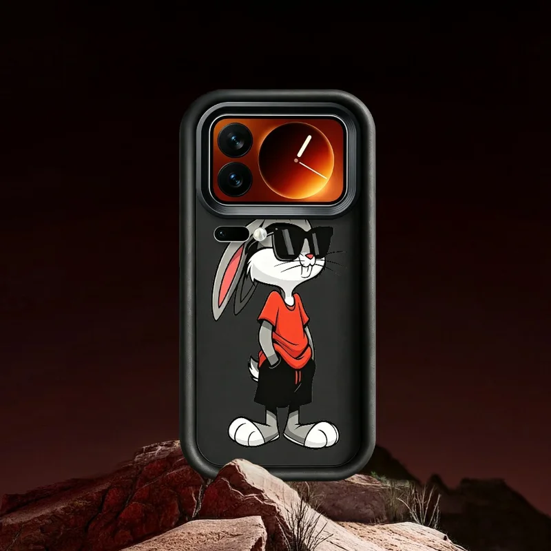 For Xiaomi 17 Pro TPU Case Cartoon Rabbit Pattern Rubberized Anti-Slip Phone Back Cover - White