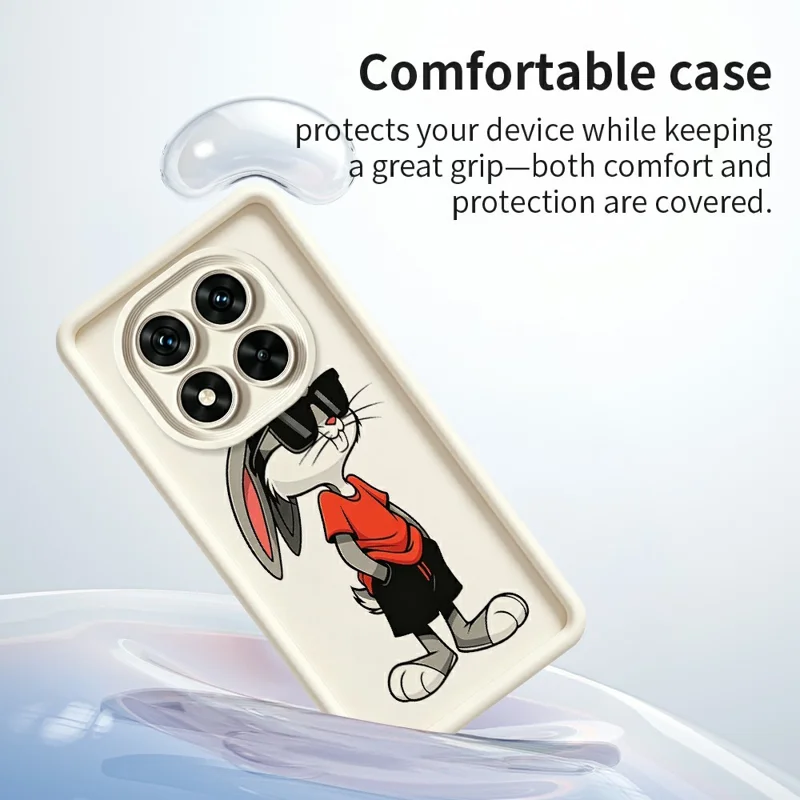 For Xiaomi Redmi Note 15 Pro+ 5G (Global)  /  Poco M8 Pro 5G TPU Case Cartoon Rabbit Pattern Rubberized Anti-Slip Phone Back Cover - White