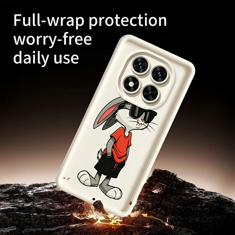 For Xiaomi Redmi Note 15 Pro+ 5G (Global)  /  Poco M8 Pro 5G TPU Case Cartoon Rabbit Pattern Rubberized Anti-Slip Phone Back Cover - White