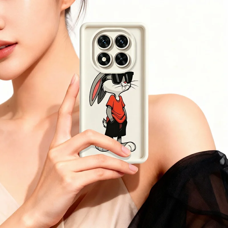 For Xiaomi Redmi Note 15 Pro+ 5G (Global)  /  Poco M8 Pro 5G TPU Case Cartoon Rabbit Pattern Rubberized Anti-Slip Phone Back Cover - White