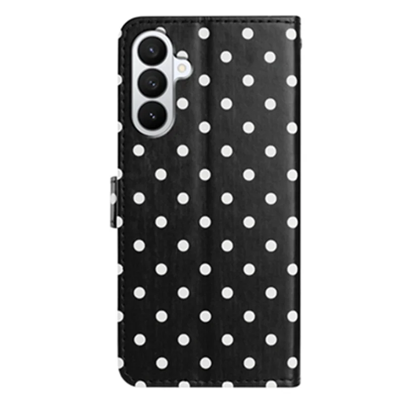 For Samsung Galaxy S27 Leather Case Polka Dot Pattern Wallet Stand Folio Phone Cover - Black - 2