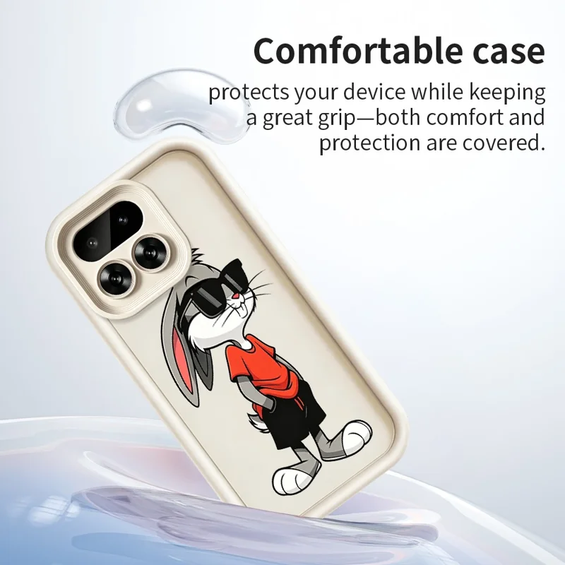 For Realme 16 Pro 5G TPU Case Cartoon Rabbit Pattern Rubberized Anti-Slip Phone Back Cover - White