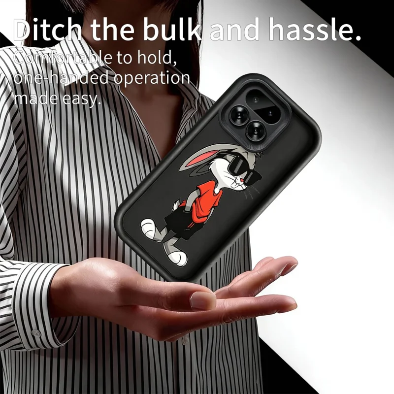 For Realme 16 Pro 5G TPU Case Cartoon Rabbit Pattern Rubberized Anti-Slip Phone Back Cover - White