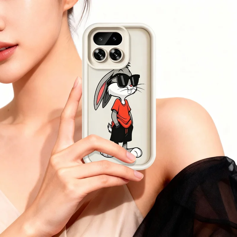 For Realme 16 Pro 5G TPU Case Cartoon Rabbit Pattern Rubberized Anti-Slip Phone Back Cover - White