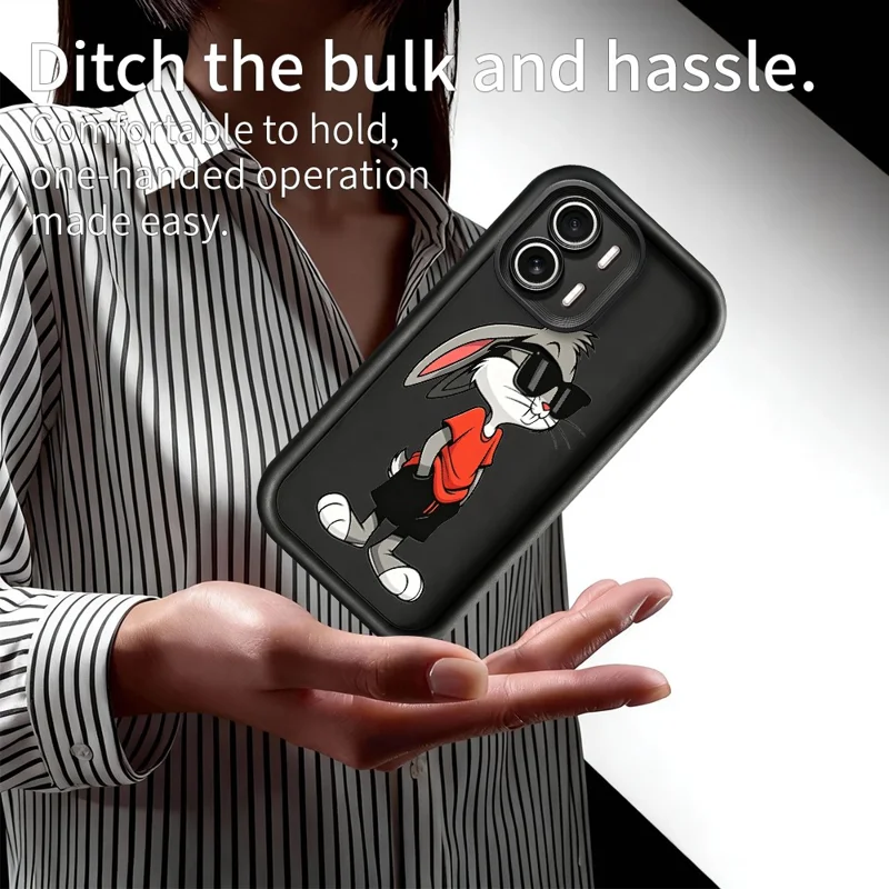 For Oppo A6x 5G  /  A6x 4G TPU Case Cartoon Rabbit Pattern Rubberized Anti-Slip Phone Back Cover - White