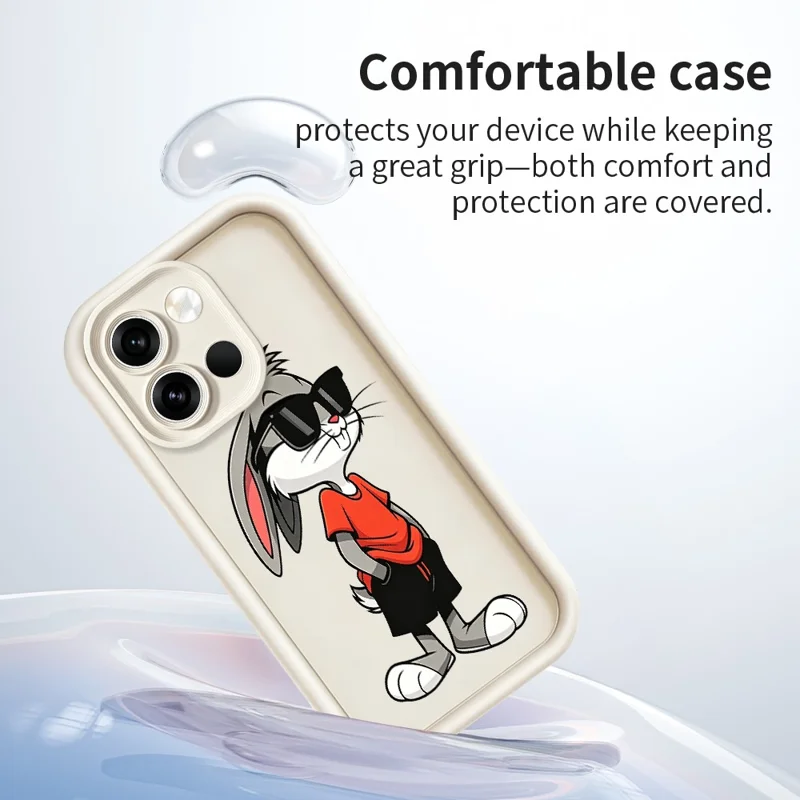 For OnePlus Nord 6 5G TPU Case Cartoon Rabbit Pattern Rubberized Anti-Slip Phone Back Cover - White