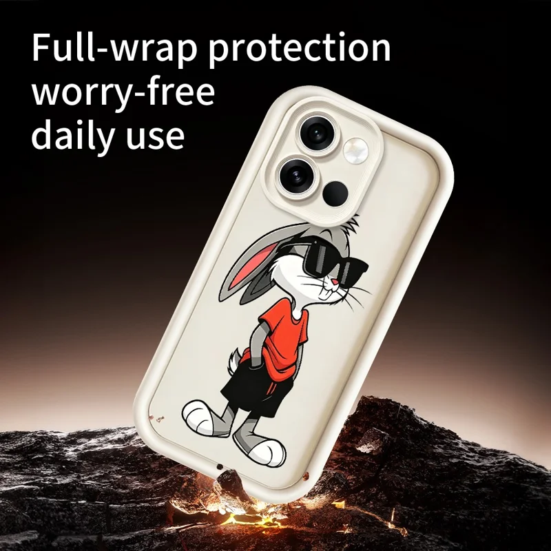 For OnePlus Nord 6 5G TPU Case Cartoon Rabbit Pattern Rubberized Anti-Slip Phone Back Cover - White