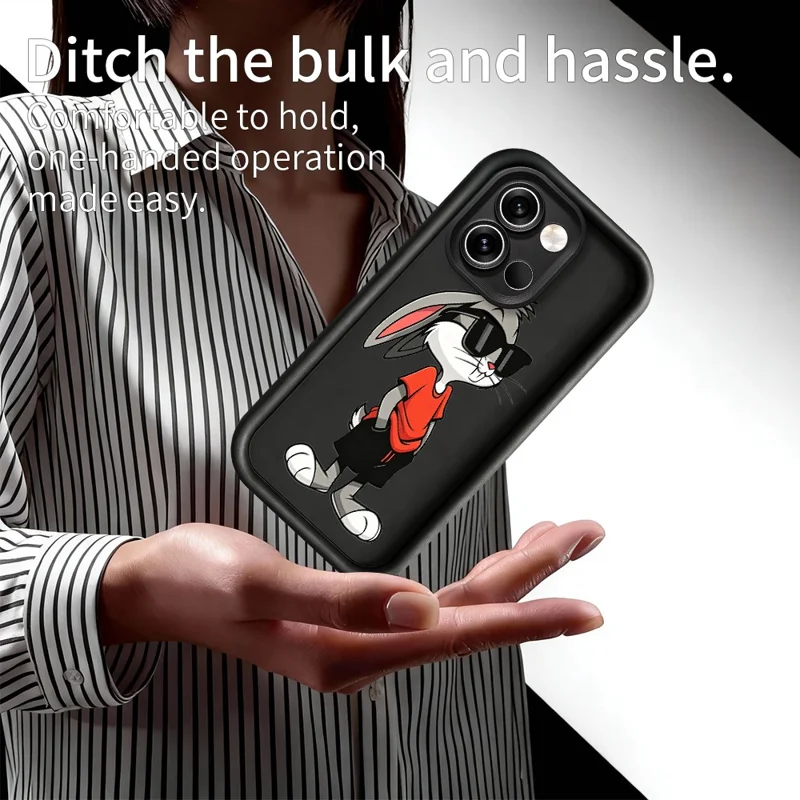 For OnePlus Nord 6 5G TPU Case Cartoon Rabbit Pattern Rubberized Anti-Slip Phone Back Cover - White
