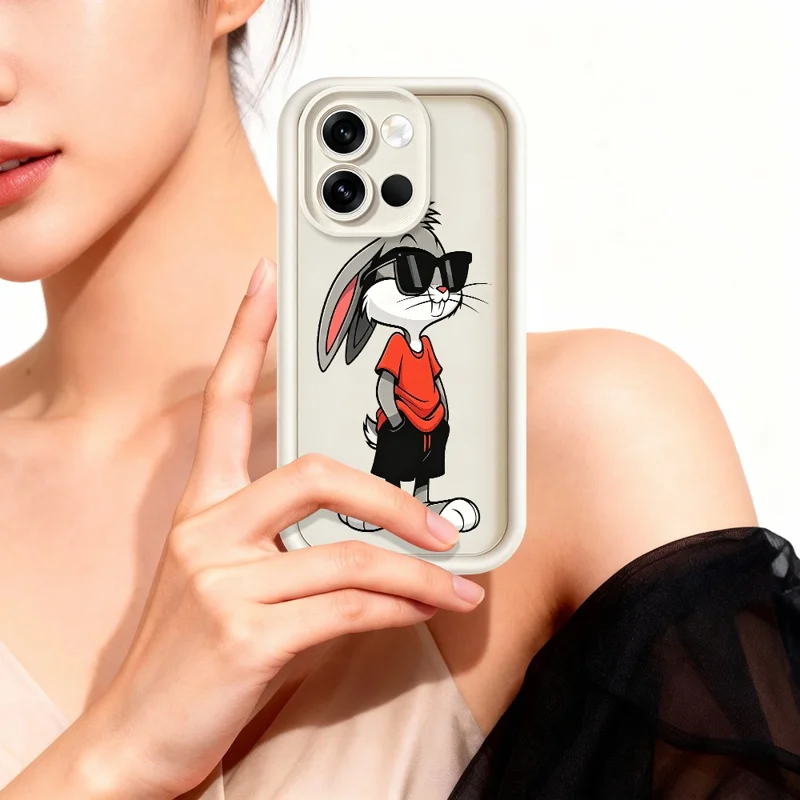 For OnePlus Nord 6 5G TPU Case Cartoon Rabbit Pattern Rubberized Anti-Slip Phone Back Cover - White