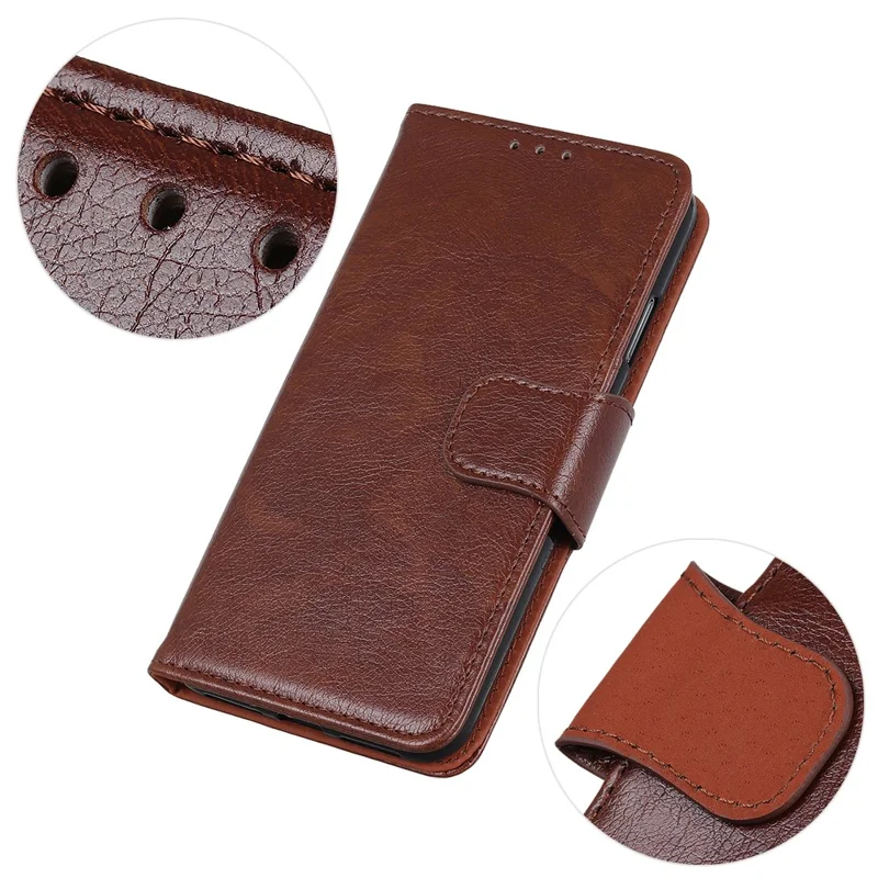 For Sony Xperia 10 VIII Case Nappa Texture Split Leather Wallet Phone Cover - Brown