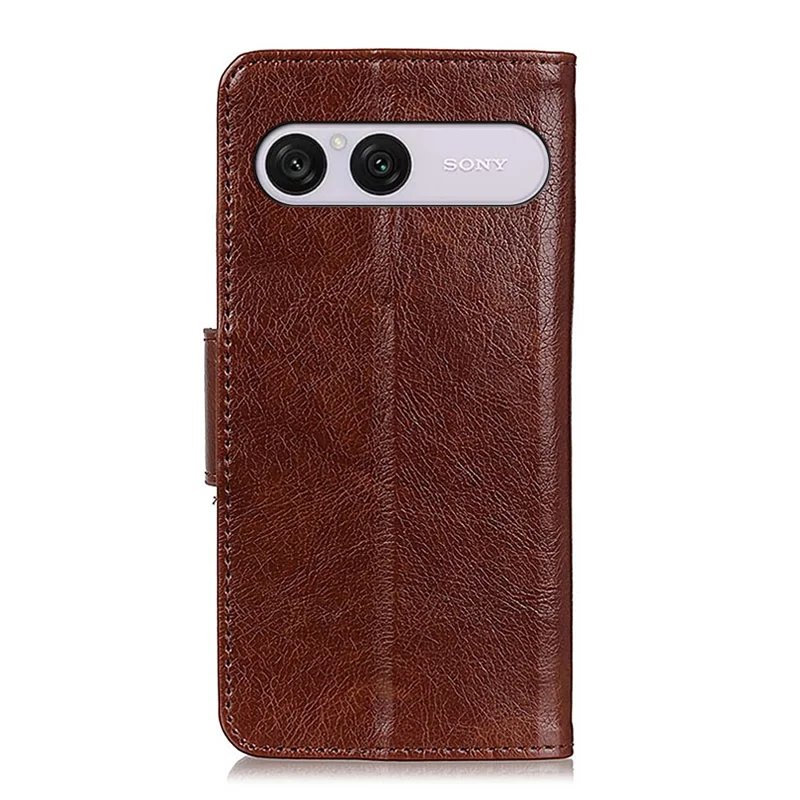 For Sony Xperia 10 VIII Case Nappa Texture Split Leather Wallet Phone Cover - Brown