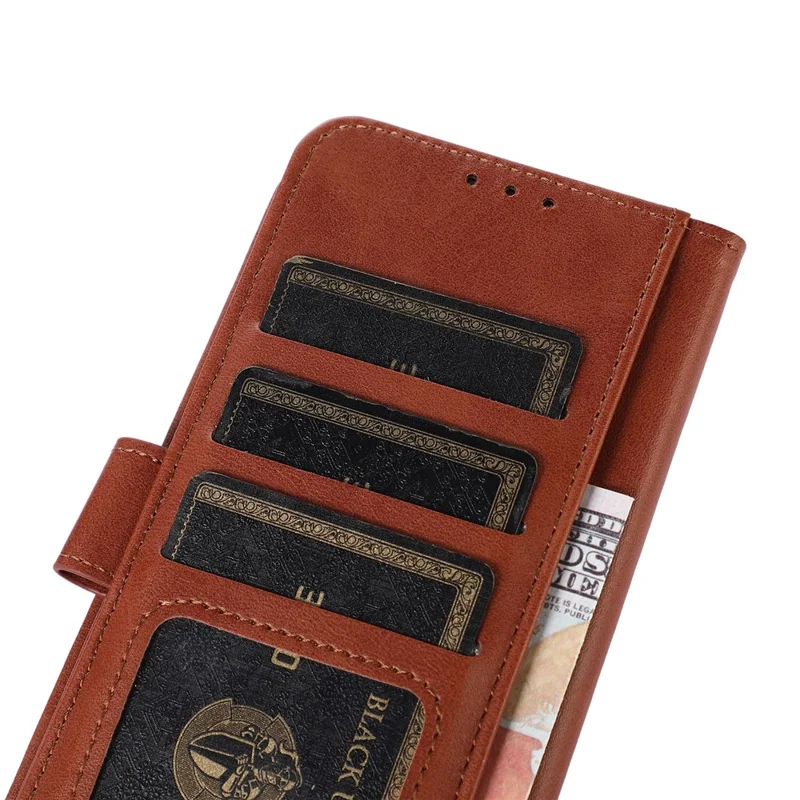 For Sony Xperia 10 VIII Case Cowhide Texture Leather Wallet Phone Cover with Stand - Brown
