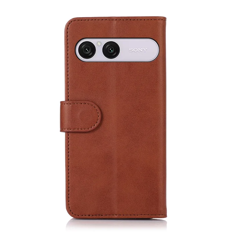 For Sony Xperia 10 VIII Case Cowhide Texture Leather Wallet Phone Cover with Stand - Brown