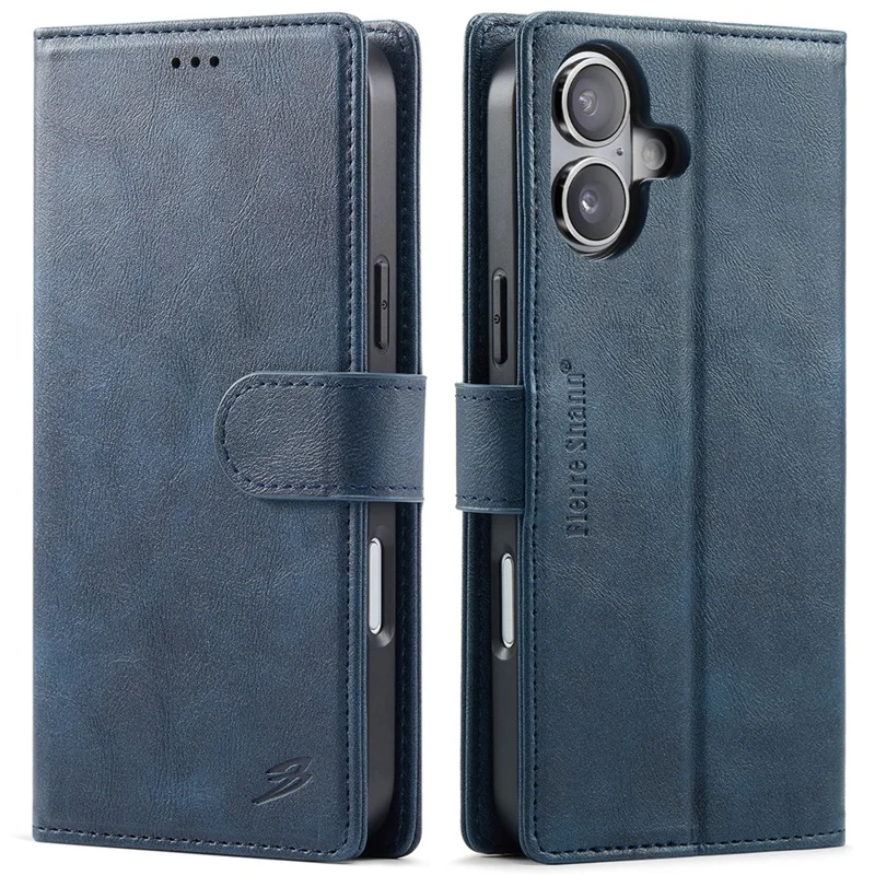 FIERRE SHANN FS032 for iPhone 18 / 17 Case Magnetic Detachable PU Leather RFID Blocking Wallet Phone Cover - Blue - 1
