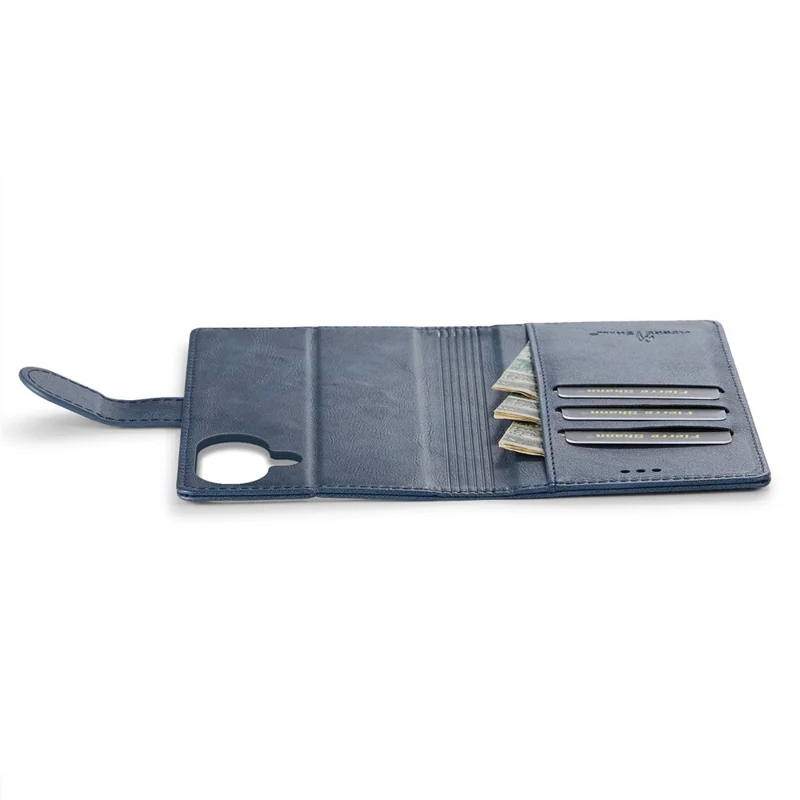 FIERRE SHANN FS032 for iPhone 18 / 17 Case Magnetic Detachable PU Leather RFID Blocking Wallet Phone Cover - Blue - 4