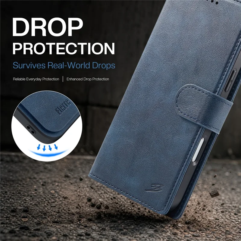 FIERRE SHANN FS032 for iPhone 18 / 17 Case Magnetic Detachable PU Leather RFID Blocking Wallet Phone Cover - Blue - 6
