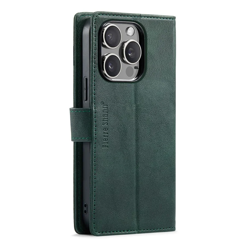 FIERRE SHANN FS032 For iPhone 14 Pro Max Case Magnetic Detachable PU Leather RFID Blocking Wallet Phone Cover - Green