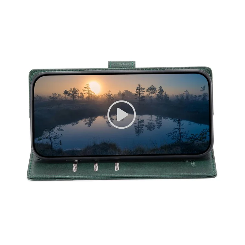 FIERRE SHANN FS032 For iPhone 14 Pro Max Case Magnetic Detachable PU Leather RFID Blocking Wallet Phone Cover - Green