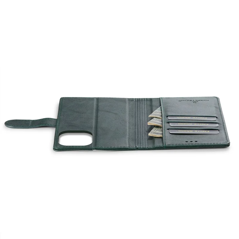 FIERRE SHANN FS032 For iPhone 14 Pro Max Case Magnetic Detachable PU Leather RFID Blocking Wallet Phone Cover - Green