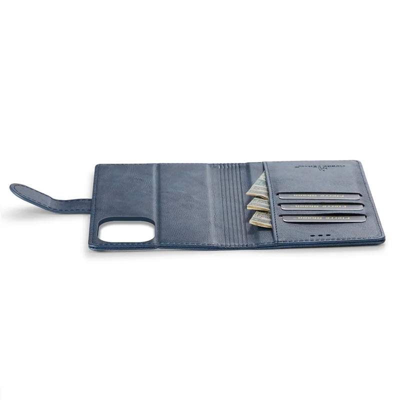 FIERRE SHANN FS032 For iPhone 13 Pro Case Magnetic Detachable PU Leather RFID Blocking Wallet Phone Cover - Blue