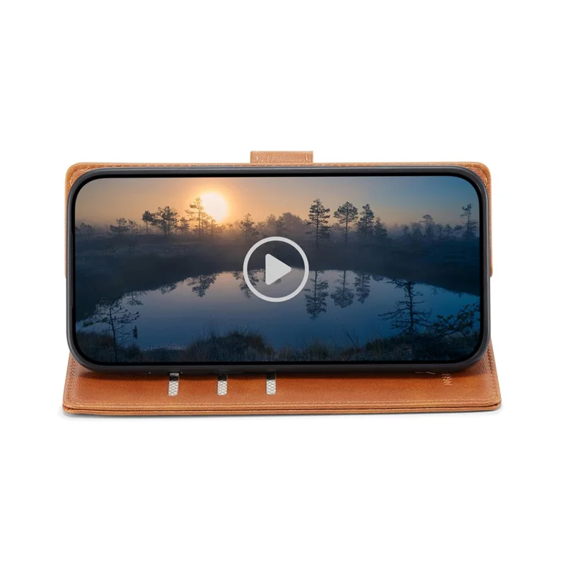 FIERRE SHANN FS032 For iPhone 13 Pro Max Case Magnetic Detachable PU Leather RFID Blocking Wallet Phone Cover - Brown